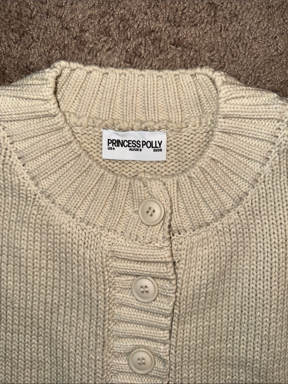Princess Polly Cream Knit Button-Up Cardigan - Picture 2 of 2